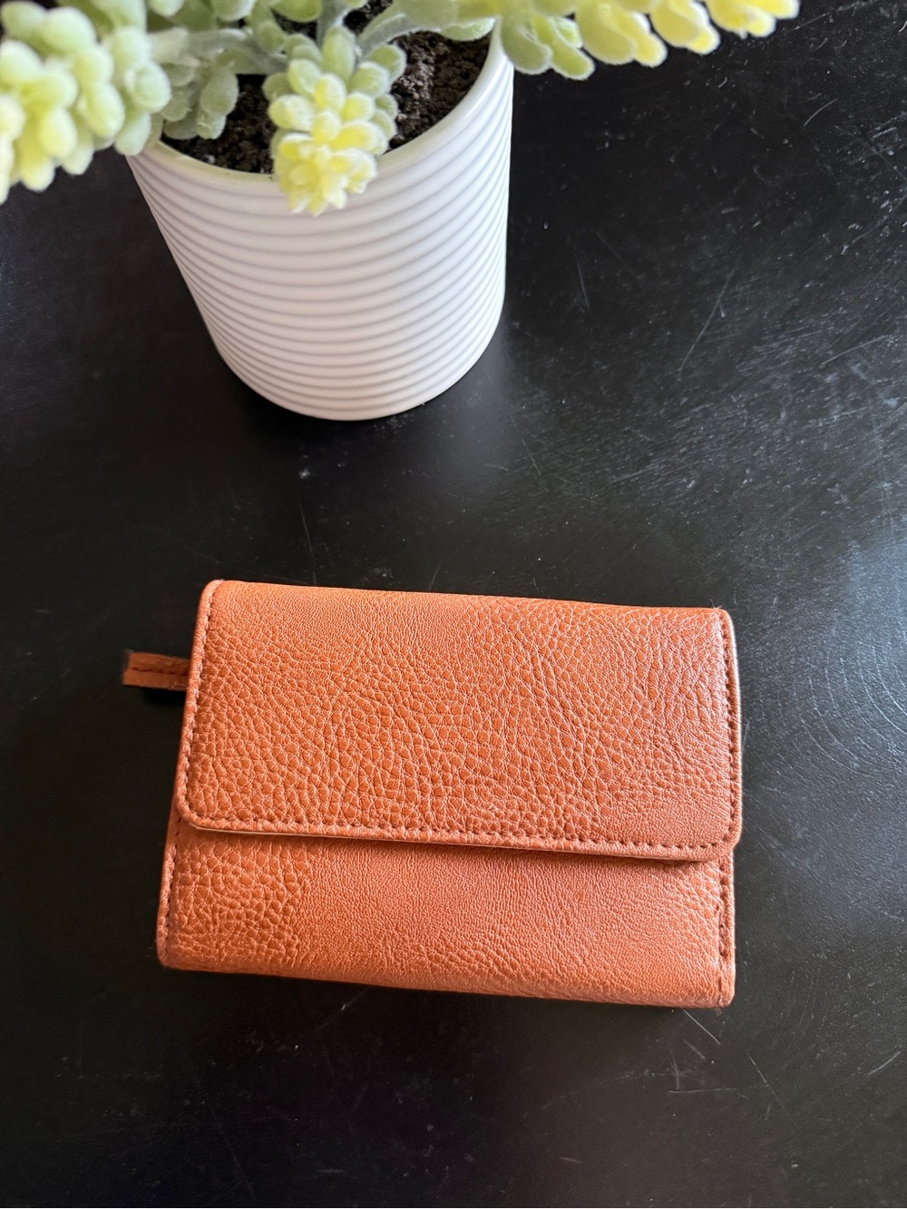 Compact Orange Leather Women's Wallet - Sleek Everyday Style